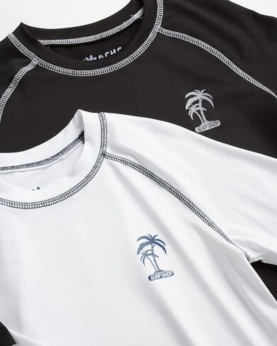 iXtreme Boys' Rash Guard Shirts - 2 Pack UPF 50+ Quick Dry Sand and Sun Protection Swim Shirts - Kids Swimwear T-Shirt (5-18), Size 10-12, Navy/Royal in Kuwait