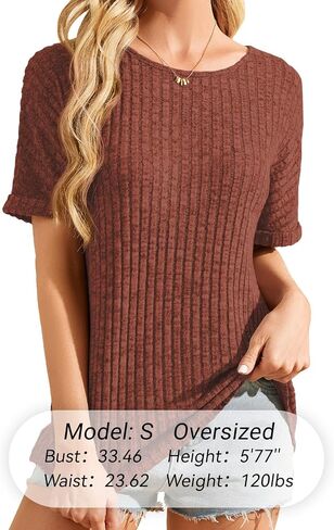 Womens Tops Business Casual Sweaters Short Sleeve Shirts Crew Neck Spring Summer Tops for Women 2025 Loose Fit in Kuwait