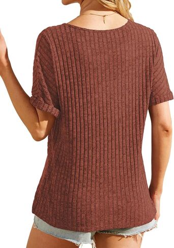 Womens Tops Business Casual Sweaters Short Sleeve Shirts Crew Neck Spring Summer Tops for Women 2025 Loose Fit in Kuwait