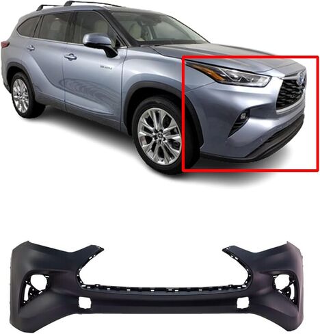FitParts Compatible With Front Bumper Cover 2020-2023 Toyota Highlander. New, Primed & Ready for Paint. W/O Park Assist Sensor Holes. TO1000462 521190E950 in Saudi Arabia