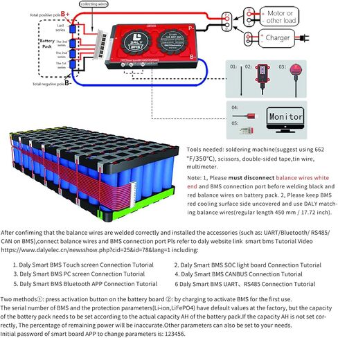 DALY Smart BMS Li-ion 20S 72V 150A with Programmable Bluetooth Module and Common Port Cooling Fan in Saudi Arabia