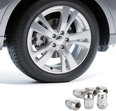 M12x1.5 Car Bulge Acorn Lug Nuts, 20PCS Carbon Steel Closed End Automotive Lug Nut, Vehicle Wheel Nut Replacement Accessories, Compatible with Lacrosse Equinox Impala (Black) in Kuwait