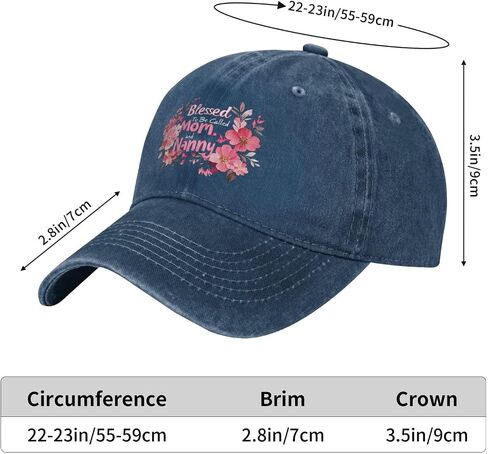 Blessed to Be Called Mom and Nanny Adjustable Classic Cowboy Baseball Cap Men Women Casual Dad Hat2 Navy Blue in Saudi Arabia