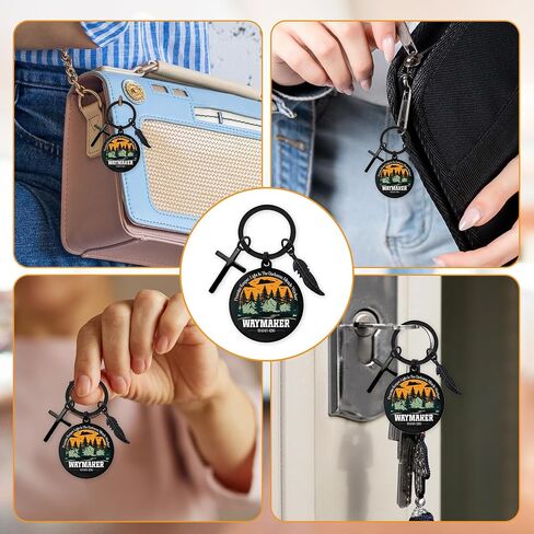 Inspirational Christian Keychains Gifts for Men - Religious Keyrings for Teenage Boys, Cross Bible Verse Baptism Key Chain in Saudi Arabia
