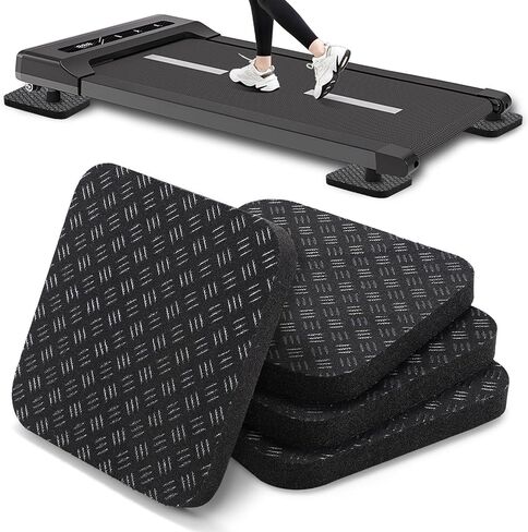 TOBWOLF 6PCS Treadmill Mat Pads, 4" x 4" x 0.2" Double-Sided Non-Slip Exercise Equipment Mat for Floor Protection, High Density Silicone Anti Vibration Pad for Treadmill, Walking Pad, Exercise Bike in Saudi Arabia