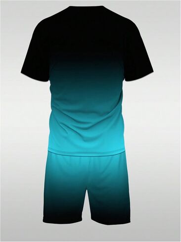 Men's 2 Piece Outfits Letter Print Short Sleeve T Shirts and Drawstring Waist Shorts Tracksuits in Saudi Arabia