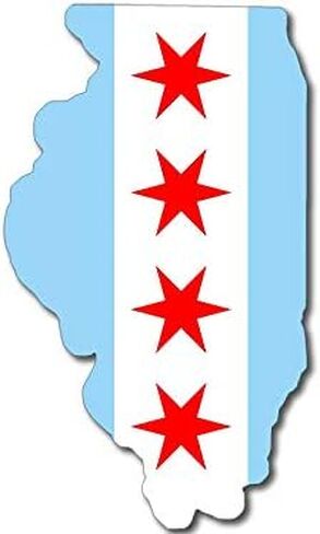 AV Destination Decals, Illinois Shaped Chicago Flag Sticker, City of Chicago Vinyl, 4 red Stars City of Native Love Stickers for Your Car, Truck, Tumbler, and Laptop (3 x 5 inch) in Saudi Arabia