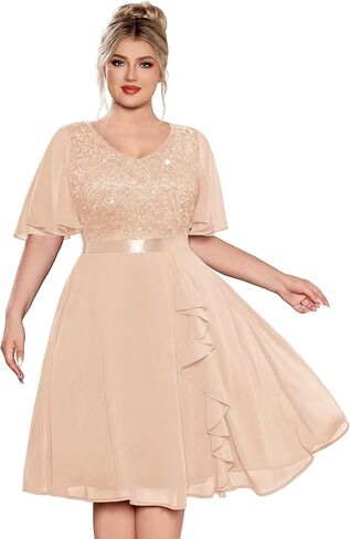 Missmay Women's Plus vize v-tele requin floral lace style style coctail bress for wedding guest in Kuwait