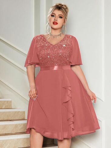 Missmay Women's Plus vize v-tele requin floral lace style style coctail bress for wedding guest in Kuwait