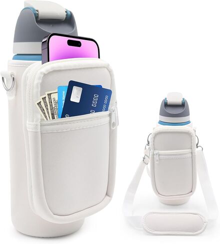 for Owala FreeSip Insulated Stainless Steel Water Bottle Cup Holder Cover Carrier Sling Bag with Strap, Pouch Pocket for Phone/Accessories, add Handle for Owala 32oz in Saudi Arabia