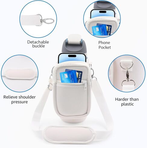 بالنسبة إلى Owala Freesip معزول من الفولاذ المقاوم للصدأ ، فإن حامل كوب الزجاجة كوب كوب حاملة حاملة مع حزام ، وجيب الحقيبة للهاتف/الملحقات ، أضف مقبض لـ Owala 32oz in Kuwait