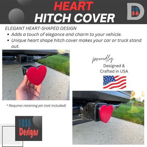 غلاف Heart Hitch Fits نوبات 2 بوصة من الدرجة 3 4 5 ل Toyota Ford Jeep Chevrolet Nissan Dodge Ram Porsche Mercedes Benz Hyundai Kia Trailer by 1058designs in Kuwait