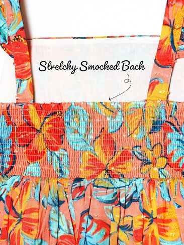 فستان توتو من الفتيات الأزهار الكاملة-أشرطة الكشكشة ودخنها ، مثالية لفصل الربيع والصيف (5T-8T) in Kuwait