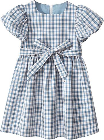 Little Bitty Toddler Girls Plaid Dress Checkered Puffy Short Sleeve Gingham Spring Summer Party Holidays Dresses Size 2T-6T in Saudi Arabia