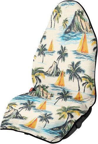Waterproof Towel Car Seat Cover, Beach Palm Tree Automotive Seat Protector, Sweatproof Non-Slip Universal Fit for Front Bucket or Rear Bench Seat of Cars, SUVs, Vans, Trucks in Saudi Arabia