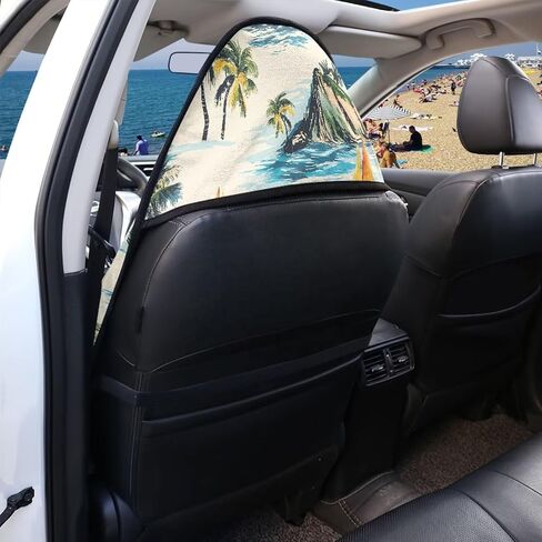 Waterproof Towel Car Seat Cover, Beach Palm Tree Automotive Seat Protector, Sweatproof Non-Slip Universal Fit for Front Bucket or Rear Bench Seat of Cars, SUVs, Vans, Trucks in Saudi Arabia