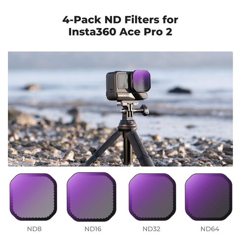 K&F Concept PL ND Filter Kit Compatible with Insta360 Ace Pro 2, 4 Pack PL ND8 ND16 ND32 Light Reduction Polarizing Filters, Top HD Optical Glass Multi-Coated in Saudi Arabia