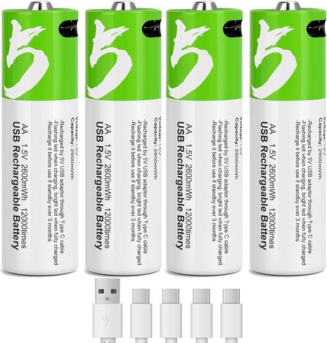 Lithium Rechargeable AA Batteries 8 Pack,3600mWh High Capacity 1.5V Li-ion AA Batteries with Charger,Long Lasting AA Size Batteries for Blink Camera,Xbox Controller in Saudi Arabia