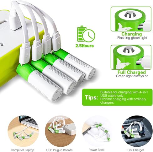 Lithium Rechargeable AA Batteries 8 Pack,3600mWh High Capacity 1.5V Li-ion AA Batteries with Charger,Long Lasting AA Size Batteries for Blink Camera,Xbox Controller in Saudi Arabia