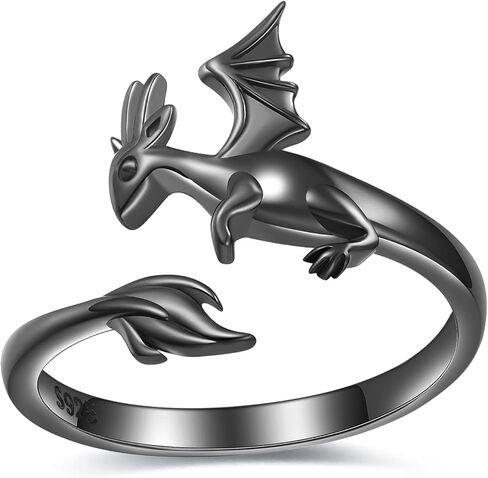 925 Sterling Silver Dragon Rings for Women - Cute Open Adjustable Dinosaur Ring Jewelry,Wrap Thumb Dragon Ring Christmas Gift for Teen in Kuwait