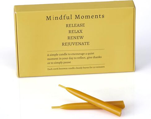 Mindful Meditation Candle Set with 12 Mini Taper Beeswax Candles with Brass Holder for Prayer & Reflection, Relaxation Gifts for Women Stress, Serenity Thinking of You Gift in Saudi Arabia