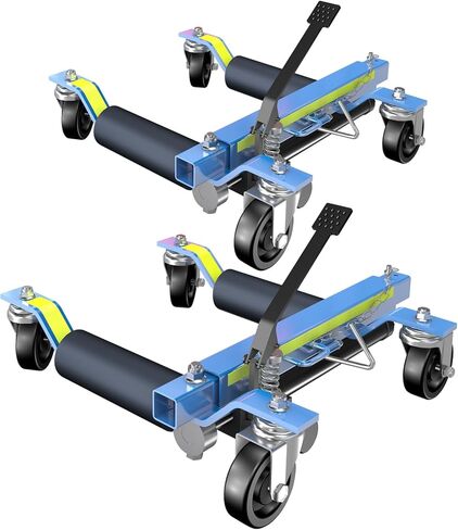 سيارة Dolly Jack 2 ، مقبس Dolly ميكانيكي سعة 1500 رطل مع دواسة القدم وبكرات فولاذية ، مقبس عجلة سيارة تزلج من نوع Ratchet مع شريط عاكس ، لمواقع رفع السيارة ، الأزرق in Kuwait