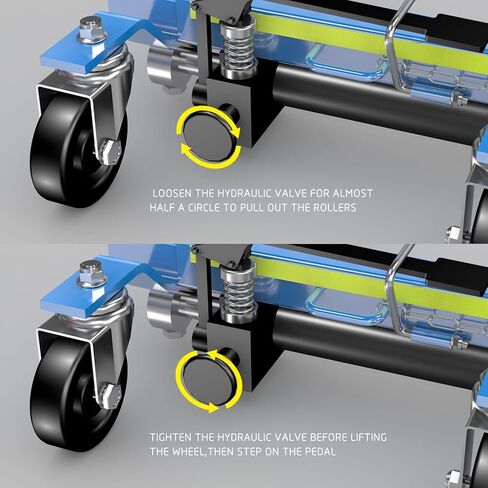 سيارة Dolly Jack 2 ، مقبس Dolly ميكانيكي سعة 1500 رطل مع دواسة القدم وبكرات فولاذية ، مقبس عجلة سيارة تزلج من نوع Ratchet مع شريط عاكس ، لمواقع رفع السيارة ، الأزرق in Kuwait