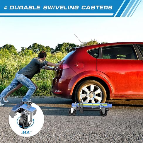 سيارة Dolly Jack 2 ، مقبس Dolly ميكانيكي سعة 1500 رطل مع دواسة القدم وبكرات فولاذية ، مقبس عجلة سيارة تزلج من نوع Ratchet مع شريط عاكس ، لمواقع رفع السيارة ، الأزرق in Kuwait