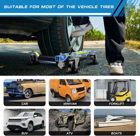 سيارة Dolly Jack 2 ، مقبس Dolly ميكانيكي سعة 1500 رطل مع دواسة القدم وبكرات فولاذية ، مقبس عجلة سيارة تزلج من نوع Ratchet مع شريط عاكس ، لمواقع رفع السيارة ، الأزرق in Kuwait