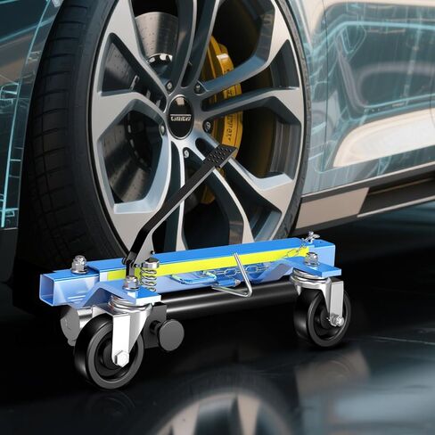 سيارة Dolly Jack 2 ، مقبس Dolly ميكانيكي سعة 1500 رطل مع دواسة القدم وبكرات فولاذية ، مقبس عجلة سيارة تزلج من نوع Ratchet مع شريط عاكس ، لمواقع رفع السيارة ، الأزرق in Kuwait