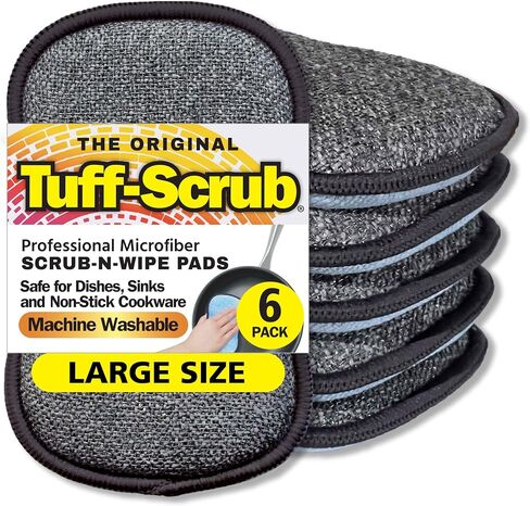 Professional Microfiber Multi-Surface Scrub-N-Wipe Sponges, Dual-Sided for Scouring and Easy Household Cleaning, Machine Washable, 6-Pack Small in Saudi Arabia