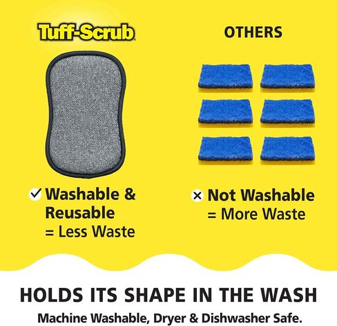 Professional Microfiber Multi-Surface Scrub-N-Wipe Sponges, Dual-Sided for Scouring and Easy Household Cleaning, Machine Washable, 6-Pack Small in Saudi Arabia