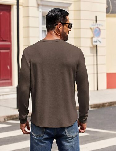 COOFANDY Mens Henley Shirts Long Sleeve Casual Pullover Shirt Fashion Button T-Shirt in Saudi Arabia