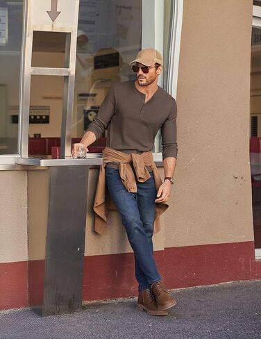 COOFANDY Mens Henley Shirts Long Sleeve Casual Pullover Shirt Fashion Button T-Shirt in Saudi Arabia
