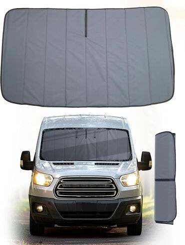 Insulated Blackout Windshield Covers Fit for Ford Transit 150 250 350 Window Covers Medium and High Roof 2015-2024 Van Window Shade with Privacy, Gray in Saudi Arabia