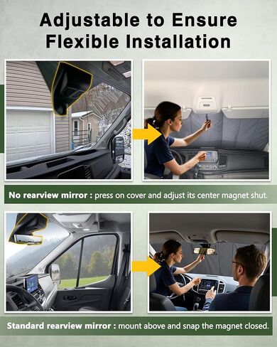 Insulated Blackout Windshield Covers Fit for Ford Transit 150 250 350 Window Covers Medium and High Roof 2015-2024 Van Window Shade with Privacy, Gray in Saudi Arabia