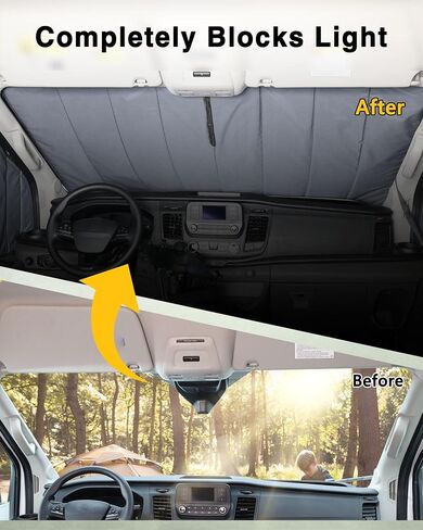 Insulated Blackout Windshield Covers Fit for Ford Transit 150 250 350 Window Covers Medium and High Roof 2015-2024 Van Window Shade with Privacy, Gray in Saudi Arabia