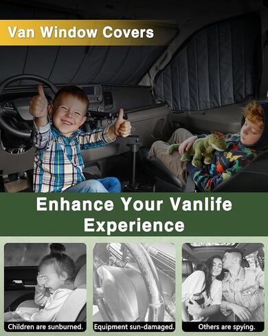Insulated Blackout Windshield Covers Fit for Ford Transit 150 250 350 Window Covers Medium and High Roof 2015-2024 Van Window Shade with Privacy, Gray in Saudi Arabia