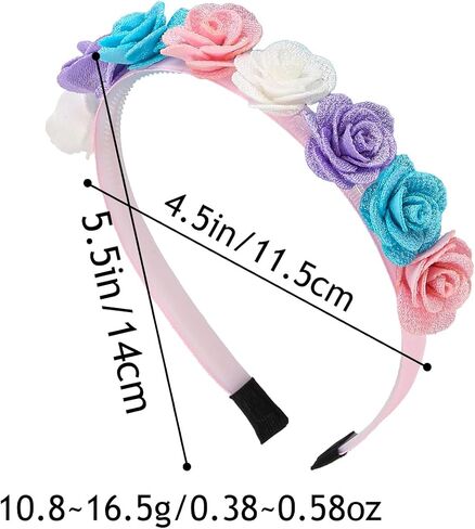 XIMA Pastel Floral Headbands for Girls,Chiffon Rose Hair Accessories with Rhinestones Flowers Hairbands for Toddlers Teens Childrens Kids Women Pack of 5 in Kuwait