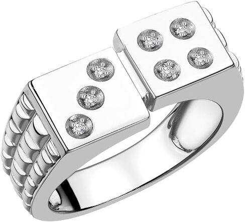 Rylos Sterling Silver or Yellow Gold Plated Silver Designer Men's Lucky 7 Craps Gambling Ring, accentuated by Diamonds, available in sizes 6-13 in Saudi Arabia