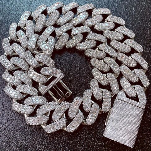 ICEDIAMOND 28mm Luxury Iced Out Cuban Link Chain, Mix-pave Baguette CZ Bling Diamond Men's Gold Plated Hip Hop Chain Necklace in Saudi Arabia