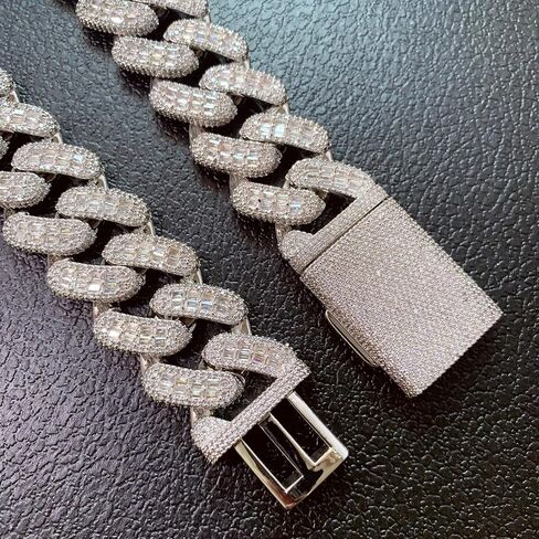 ICEDIAMOND 28mm Luxury Iced Out Cuban Link Chain, Mix-pave Baguette CZ Bling Diamond Men's Gold Plated Hip Hop Chain Necklace in Saudi Arabia