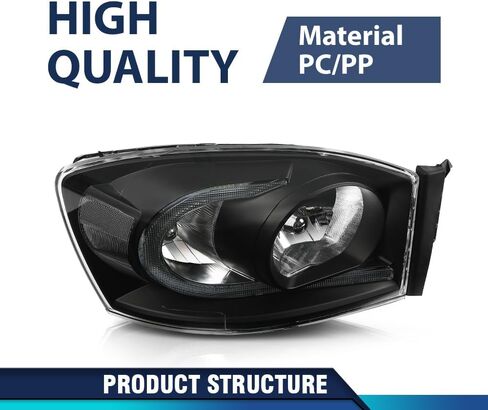 PIT66 المصابيح الأمامية مجموعة ث/مصابيح وشريط ضوء LED متوافق مع Dodge RAM 1500 2006 2007 2008 ، FIT DODGE RAM 2500 3500 2006 2007 2008 in Kuwait