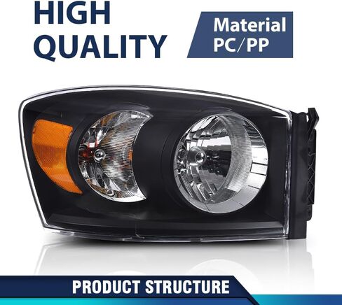 PIT66 المصابيح الأمامية مجموعة ث/مصابيح وشريط ضوء LED متوافق مع Dodge RAM 1500 2006 2007 2008 ، FIT DODGE RAM 2500 3500 2006 2007 2008 in Saudi Arabia