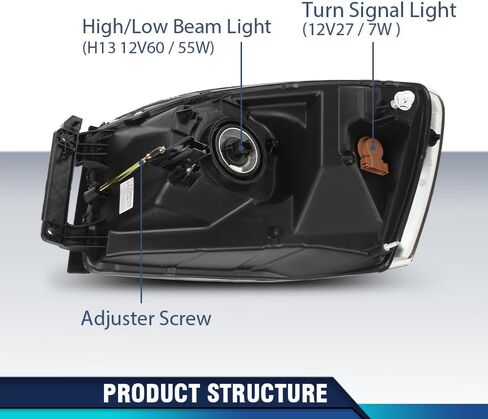 PIT66 المصابيح الأمامية مجموعة ث/مصابيح وشريط ضوء LED متوافق مع Dodge RAM 1500 2006 2007 2008 ، FIT DODGE RAM 2500 3500 2006 2007 2008 in Saudi Arabia