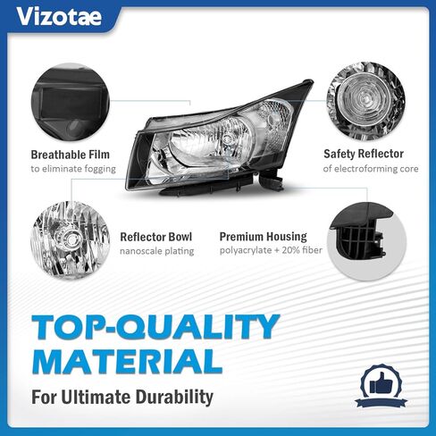 Headlights Assembly W/Bulbs for 2011-2015 Chevy Cruze Diesel/2015 Cruze L/2016 Limited Halogen Headlamp Replacement Driver & Passenger Side in Kuwait