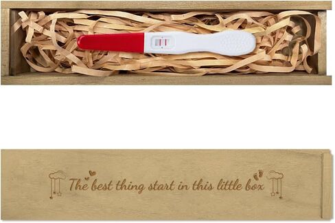 CHGCRAFT Pregnancy Wooden Announcement Gifts Pregnancy Test Keepsake Box with Slide Cover Surprise Announcement Gift with Word to Husband Grandparents Parents, 8x2x1.2inch in Saudi Arabia
