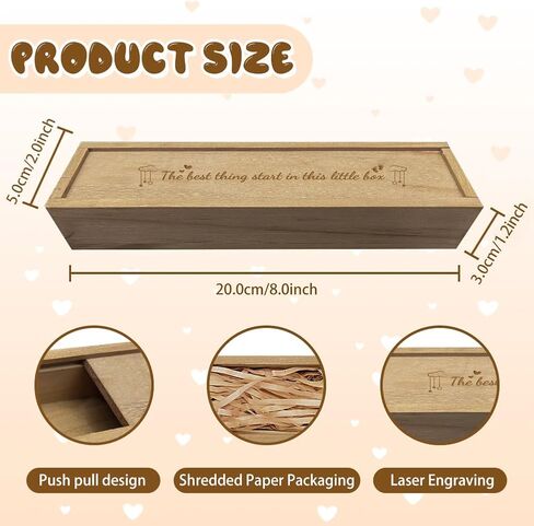 CHGCRAFT Pregnancy Wooden Announcement Gifts Pregnancy Test Keepsake Box with Slide Cover Surprise Announcement Gift with Word to Husband Grandparents Parents, 8x2x1.2inch in Saudi Arabia