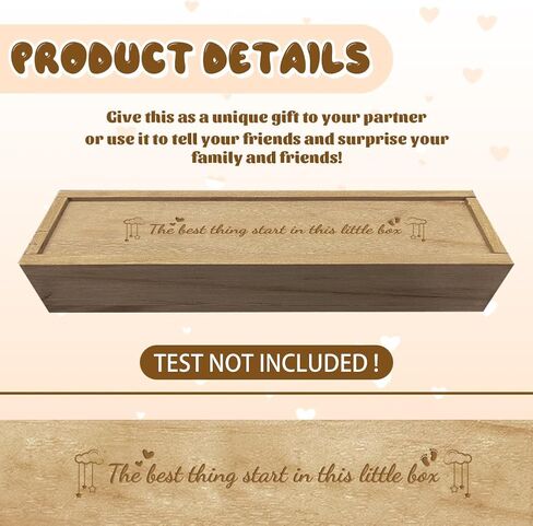 CHGCRAFT Pregnancy Wooden Announcement Gifts Pregnancy Test Keepsake Box with Slide Cover Surprise Announcement Gift with Word to Husband Grandparents Parents, 8x2x1.2inch in Saudi Arabia