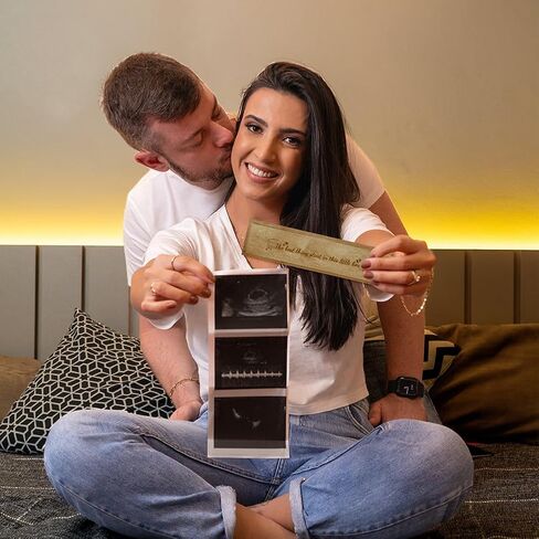 CHGCRAFT Pregnancy Wooden Announcement Gifts Pregnancy Test Keepsake Box with Slide Cover Surprise Announcement Gift with Word to Husband Grandparents Parents, 8x2x1.2inch in Saudi Arabia